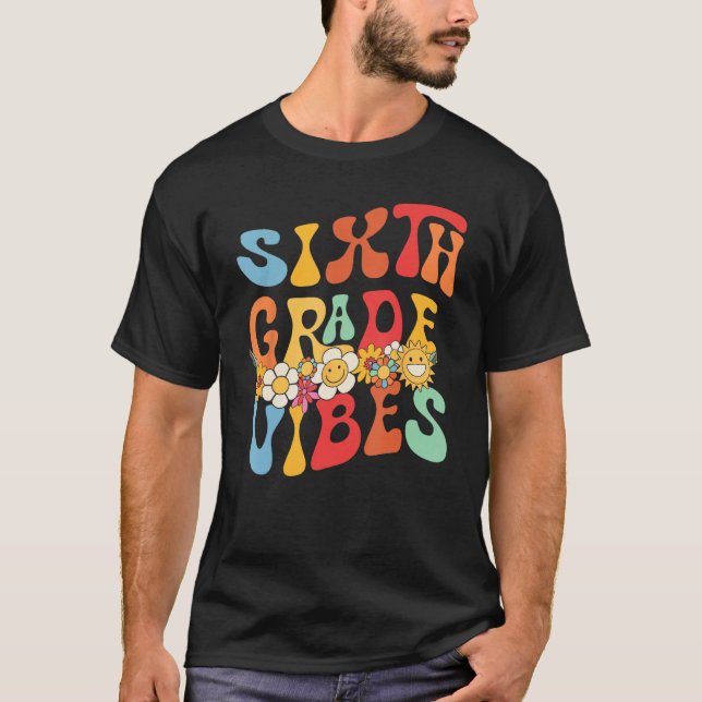 Camiseta Groovy Hello 6º Grado Retro Profesor De Vibes De V (Anverso)