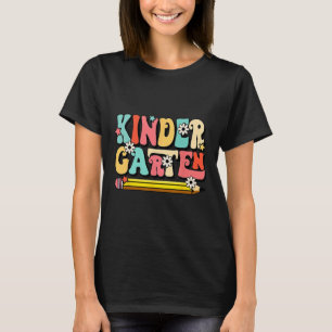 Camiseta Groovy Hello Kindergarten Vibes profesor retro de