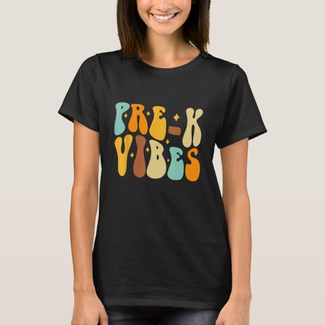 Camiseta Groovy Hello Pre K Vibes Retro Profesores De Regre (Anverso)