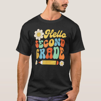 Camiseta Groovy Hello Second Grade First Day Of School Teac
