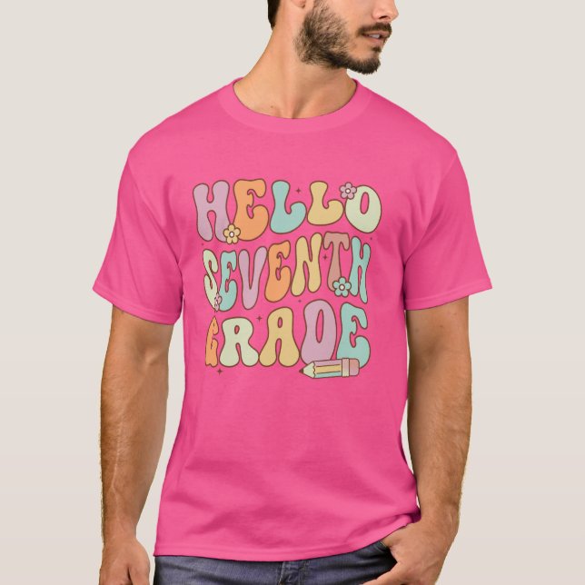 Camiseta Groovy Hello Séptimo grado De Vuelta A Los Maestro (Anverso)