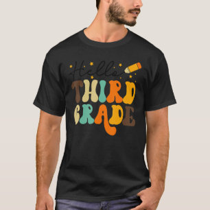 Camiseta Groovy Hello Teachers Retro de Vibes de tercer gra