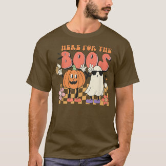 Camiseta Groovy Here For The Boos Pumpkin Ghost Retro Face