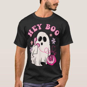 Camiseta Groovy Hey Boo Cute Ghost Funny Chicas de Hallowee