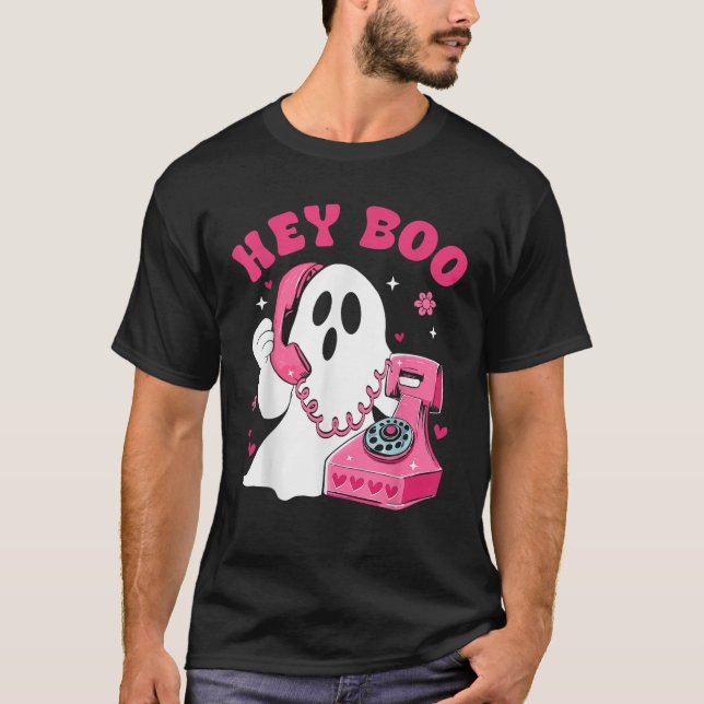 Camiseta Groovy Hey Boo Cute Ghost Funny Halloween Mens Wom (Anverso)