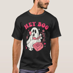 Camiseta Groovy Hey Boo Fantasma Lindo Divertido Halloween
