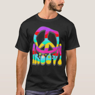 Camiseta Groovy Hippie 60S Signo De Paz De Los 70S Poder De