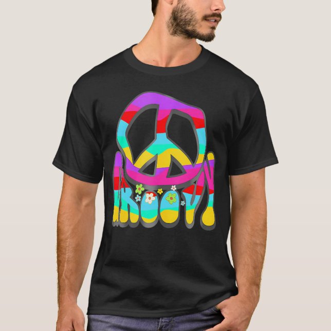 Camiseta Groovy Hippie 60S Signo De Paz De Los 70S Poder De (Anverso)