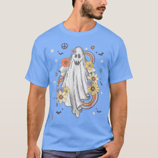 Camiseta Groovy Hippie Decoraciones Floral Fantasma Hallowe