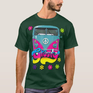 Camiseta Groovy Hippie Flor De Paz Van Flower Y Viajes
