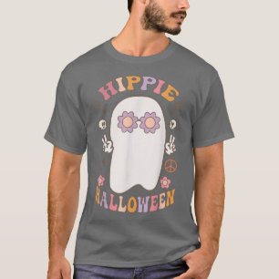 Camiseta Groovy Hippie Halloween Vibes Costume Fantasma ret