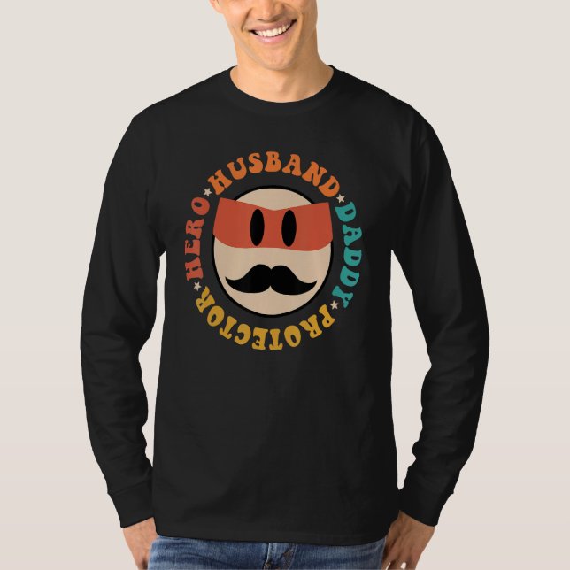 Camiseta Groovy Hippie Husband Daddy Protector Hero Dad Fat (Anverso)
