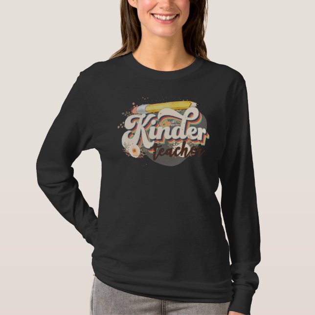 Camiseta Groovy Hippy Kinder Profesora Enseñar amor Inspire (Anverso)