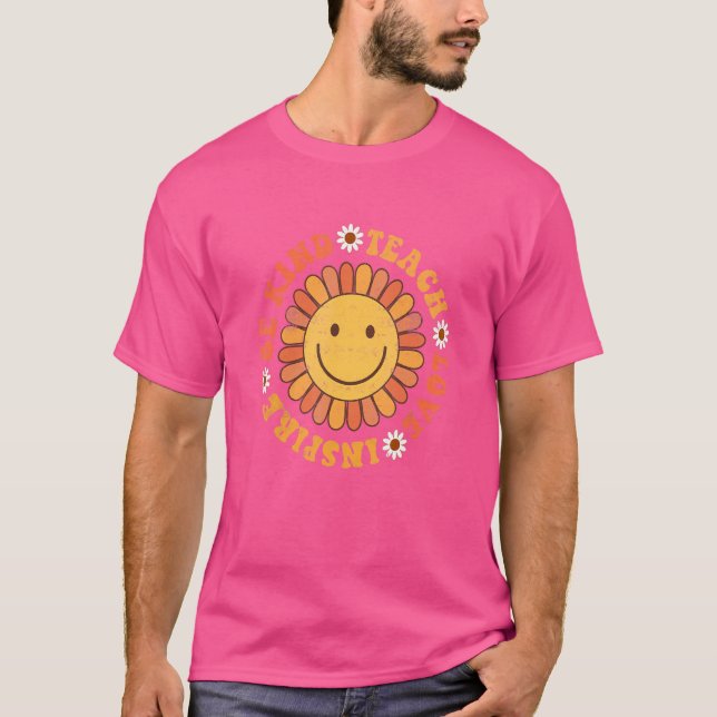 Camiseta Groovy Hippy Profesora de Amor Enseñanza Inspire E (Anverso)