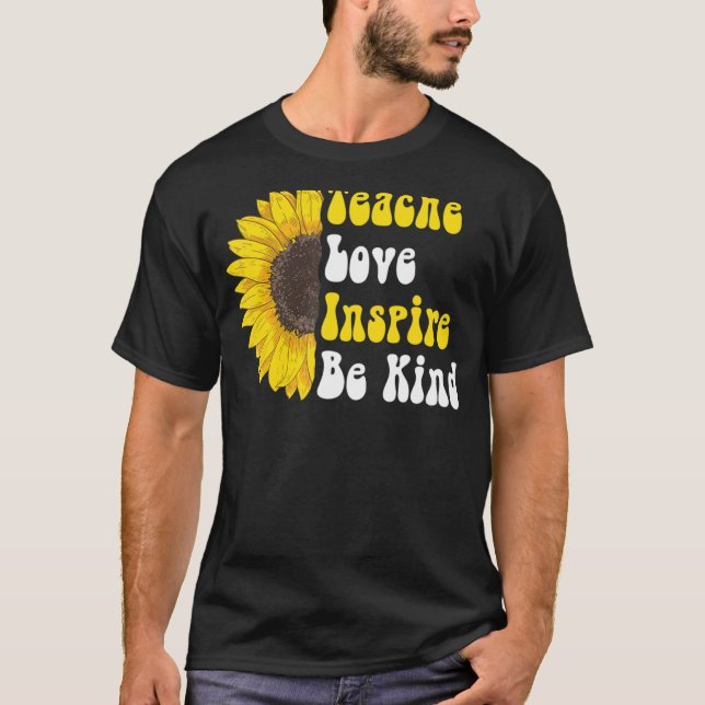 Camiseta Groovy Hippy Profesora de Amor Enseñanza Inspire E (Anverso)