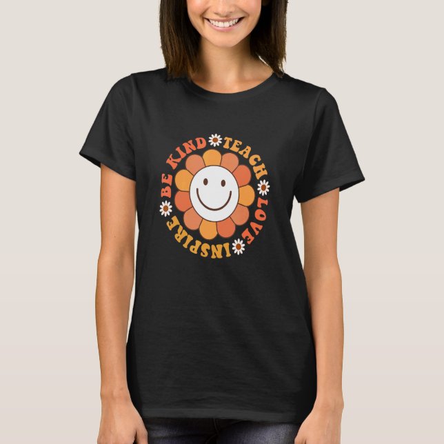 Camiseta Groovy Hippy Profesora de Amor Enseñanza Inspire E (Anverso)