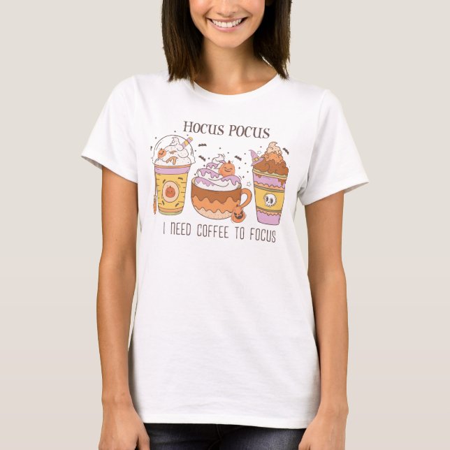 Camiseta Groovy Hocus pocus necesito café para concentrarme (Anverso)