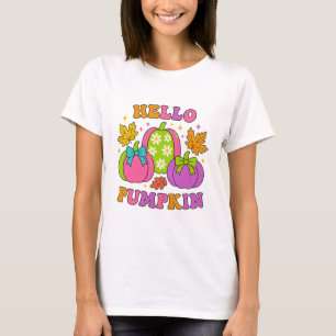 Camiseta Groovy Hola Calabaza Retro Otoño Halloween