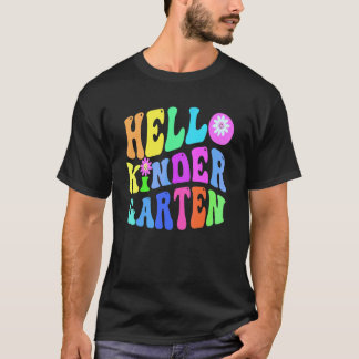 Camiseta Groovy Hola Maestra de Kinder Purple Kinder Retro