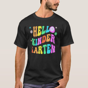 Camiseta Groovy Hola Maestro Kinder Púrpura Jardín de Infan