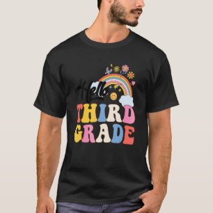Camiseta Groovy Hola Tercer Grado Arcoíris Profesores Estud