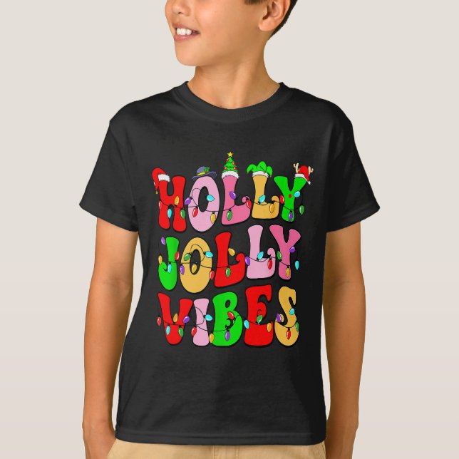 Camiseta Groovy Holly Xmas Jolly Vibes Nk Christmas Xmas Me (Anverso)