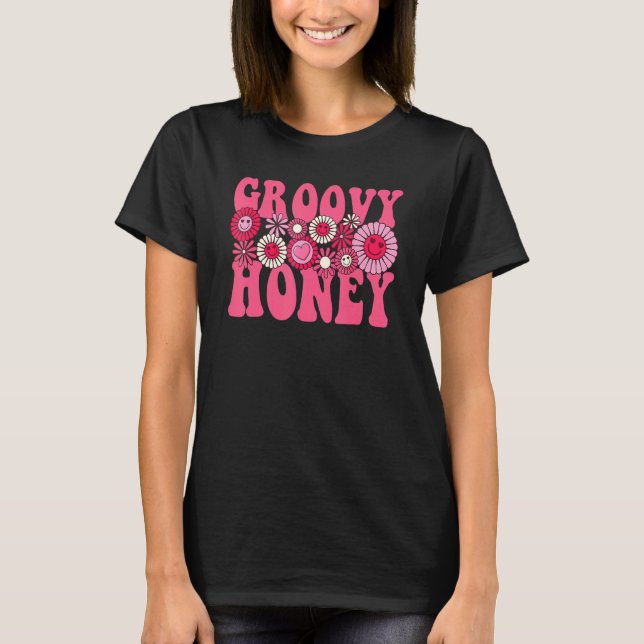 Camiseta Groovy Honey Retro Happy Valentine's Day Flower He (Anverso)