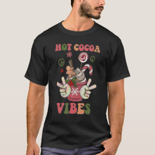 Camiseta Groovy Hot Cocoa Vibes Hippie Navidad Feliz Navida