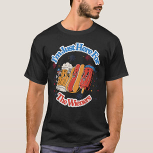 Camiseta Groovy Hot Dog Estoy Acá Para Los Wieners 4O