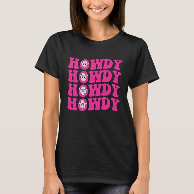 Camiseta Groovy Howdy Rodeo Western Country Southern Cowgir (Anverso)