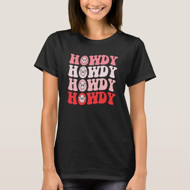 Camiseta Groovy Howdy Rodeo Western Country Southern Cowgir (Anverso)