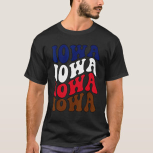 Camiseta Groovy Iowa Casa Estatal Amo La Bandera De Iowa Pa