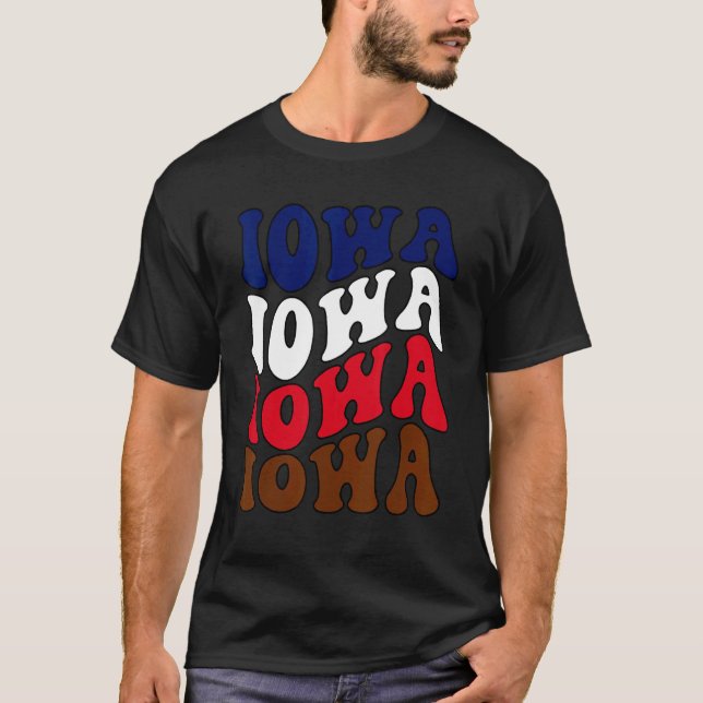 Camiseta Groovy Iowa Casa Estatal Amo La Bandera De Iowa Pa (Anverso)