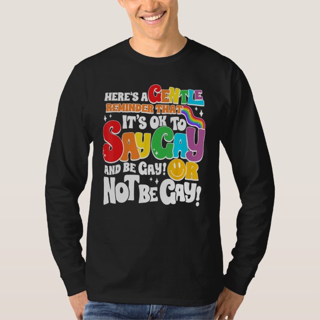 Camiseta Groovy It s Ok To Say Gay LGBT Awareness Gay Right (Anverso)