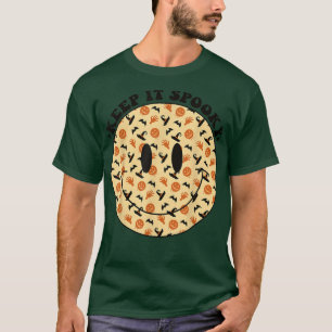 Camiseta Groovy Keep It Spooky Halloween Happy Face Retro