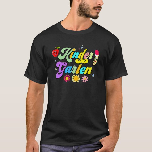 Camiseta Groovy Kindergarten Vibes retrocede al té escolar (Anverso)