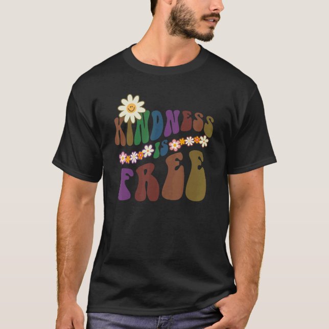 Camiseta Groovy KINDNESS ES GRATUITO, retro y antiracoso (Anverso)