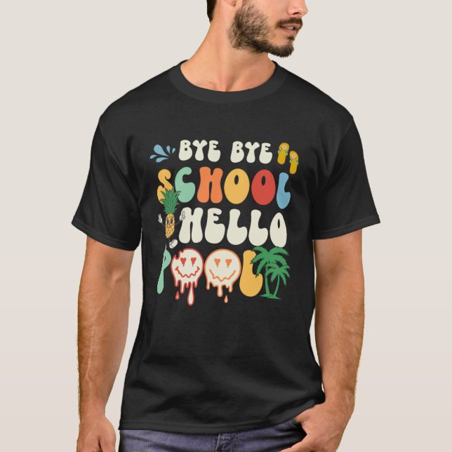 Camiseta Groovy Last Day Of School Hello Summer Teacher Kid (Anverso)