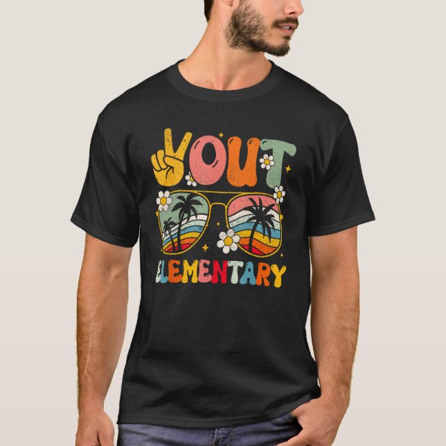 Camiseta Groovy Last Day of School Peace Out Elementary Tea (Anverso)