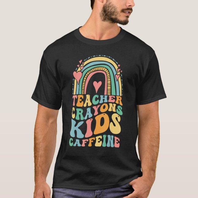 Camiseta Groovy Last Day of School Teachers Crayons Kids Ca (Anverso)