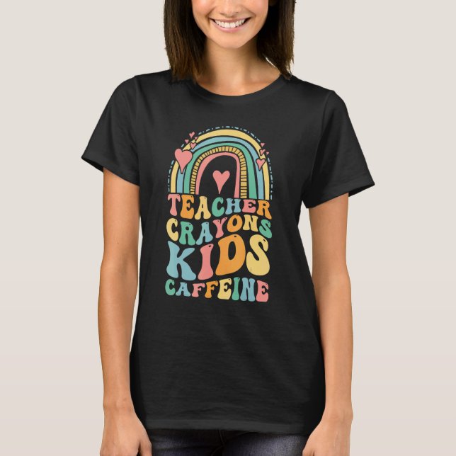 Camiseta Groovy Last Day of School Teachers Crayons Kids Ca (Anverso)