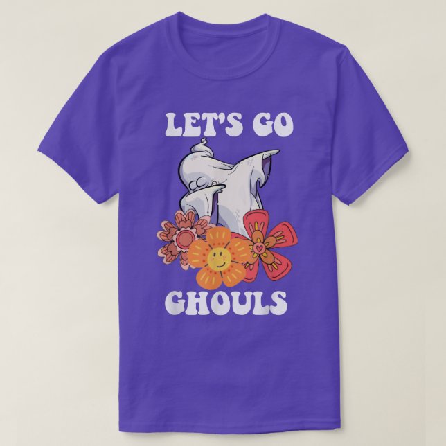 Camiseta Groovy Let's Go Ghouls Floral Ghost Hippie Hallowe (Diseño del anverso)