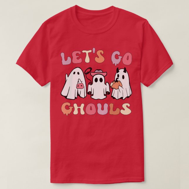 Camiseta Groovy Let's Go Ghouls Halloween Ghost Funny Ghost (Diseño del anverso)