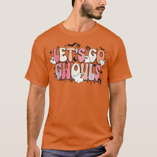 Camiseta Groovy Let's Go Ghouls Retro Floral Ghost Costume 
