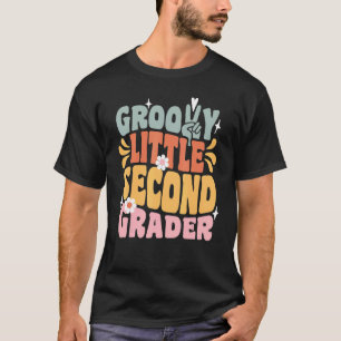 Camiseta Groovy Little Second Grader First Day Mamáes Escol