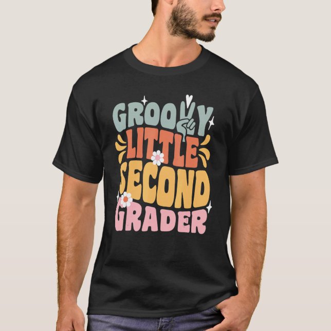 Camiseta Groovy Little Second Grader First Day Mamáes Escol (Anverso)