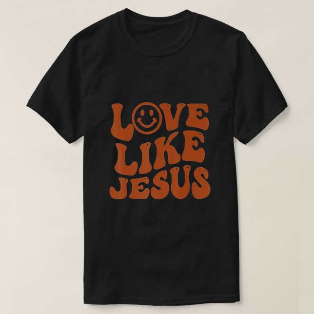 Camiseta Groovy Love Like Jesus Preppy Religion Christian G (Diseño del anverso)