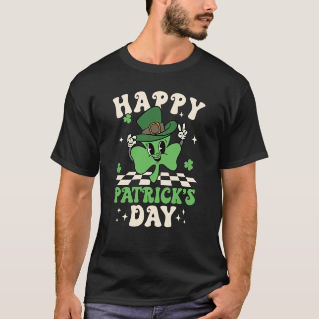 Camiseta Groovy Lucky Shamrock Happy St Patrick's Day C Iri (Anverso)