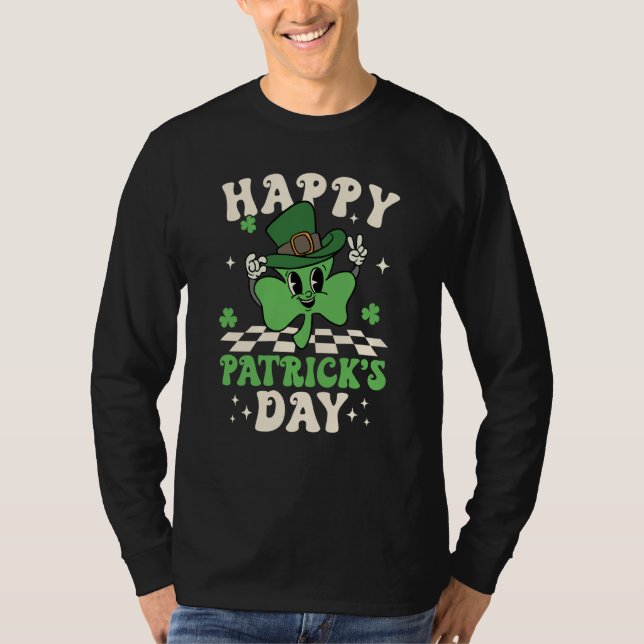 Camiseta Groovy Lucky Shamrock Happy St Patrick's Day C Iri (Anverso)