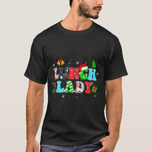 Camiseta Groovy Lunch Lady Christmas Matching Xmas Lunch La (Anverso)